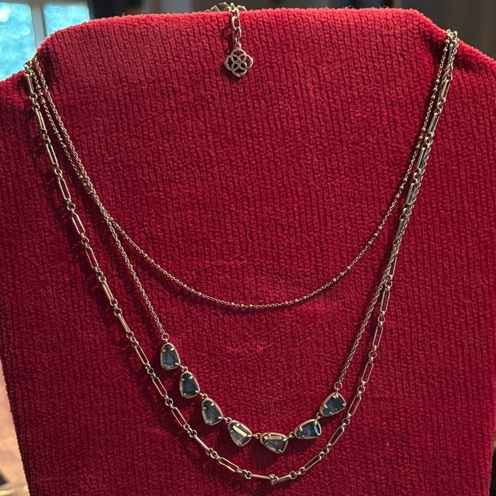 Kendra Scott Silver and Blue Necklace Susanna